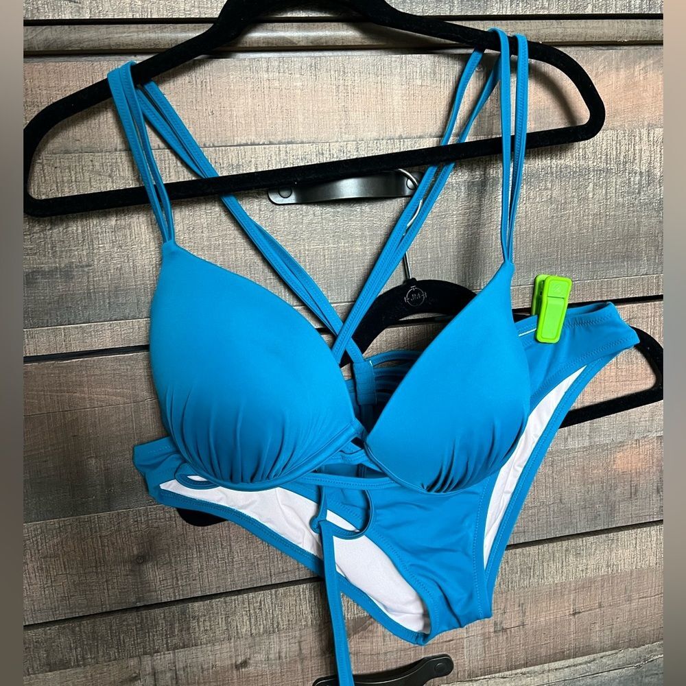 Shade & Shore Teal Push-Up Bikini, Size L